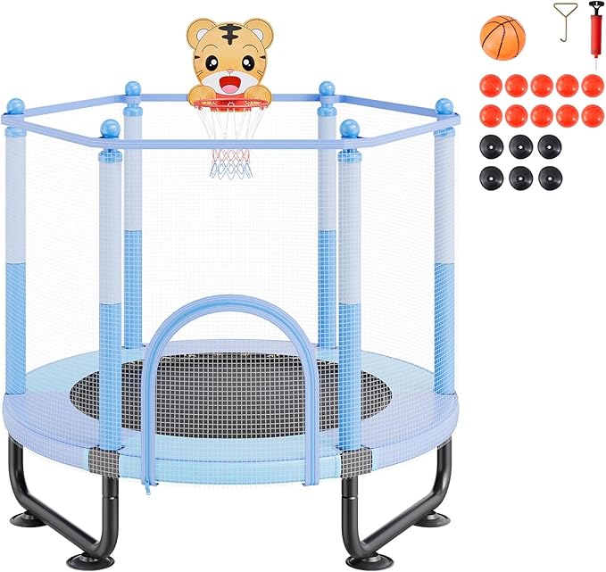 VEVOR 5FT Trampoline 50"/55"/56 * 35" for Indoor/Outdoor use for Toddlers, Foldable Mini Baby with Foam Handle, Recreational Birthday Gift