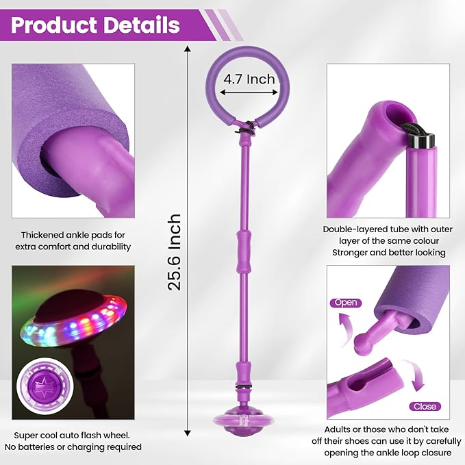 Skip Ball - Foldable Colorful Flash Wheel Indoor Outdoor Game Fitness Toys for Kids, Cool Kids Toys Christmas Birthday Gifts for Girls Boys Age 6 7 8 9 10+ Year Old