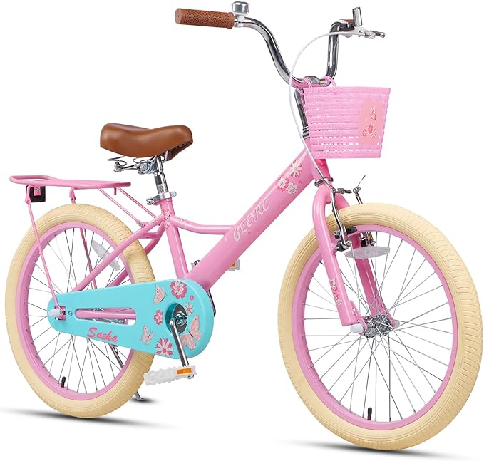 Glerc Sasha Girls Bike, 12-20 Inch Kids Bike for Children Ages 2-13 Years, Kids Bicycle with Doll-Seat & Basket & Training Wheels, Multiple Colors