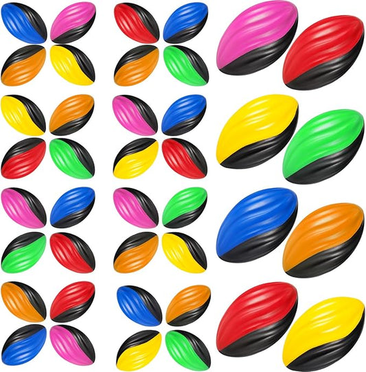 Woanger 50 Pcs 5" Mini Foam Football Bulk Soft Small Waterproof Sports Football Squeeze Colorful Spiral Toys for Boys Girls Indoor Outdoor Game Birthday Party Favor