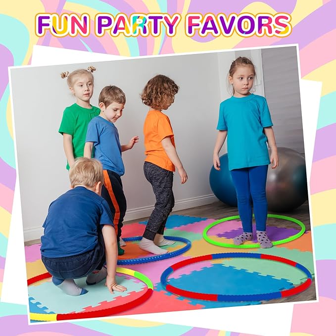 Sratte 12 Pcs Toy Hoop for Kid Detachable Adjustable Toy Hoop Colored Hoop Exercise Ring Plastic Circle for Kid Teen Gymnastics Dog Agility Equipment, Require Self Assembly(Classic Color, 24 Inch)