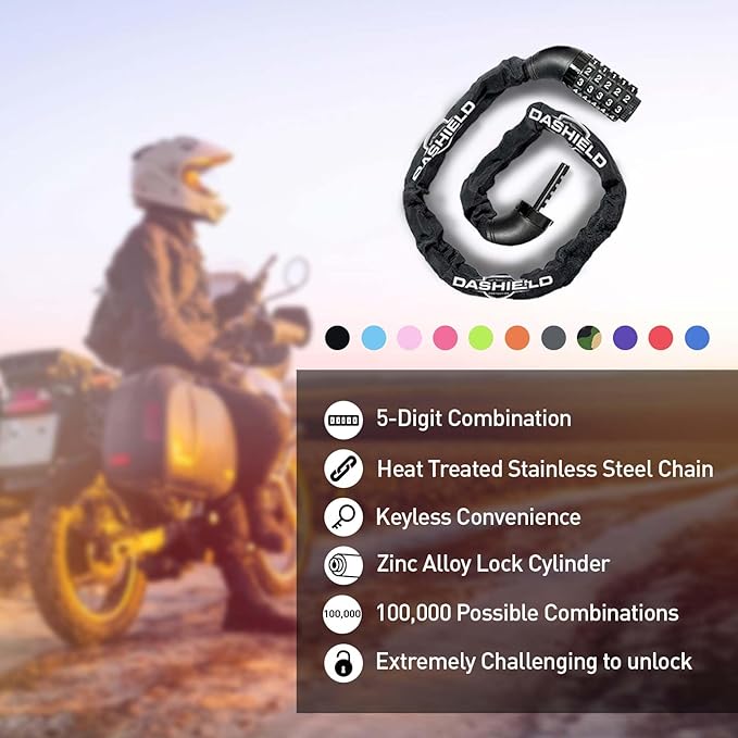 Bike Chain Lock Security 5 Digit Resettable Combination, 38.6 inches Heavy Duty Anti Theft Lock Chain for Bicycle, Motocycle, Scooter, Gate, Fence (Black, 3.2ft)