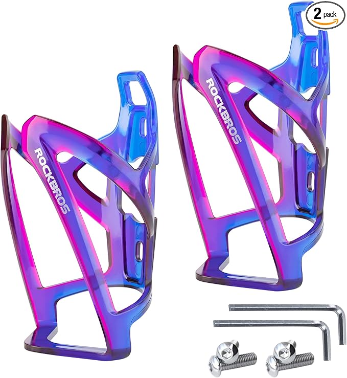 ROCKBROS Bike Water Bottle Holder Ultra-Light Bicycle Bottle Cages with Screws Tool, Universal Bike Cup Holder for Road MTB Mountain Bikes Cycling Accessories（2 Pack）