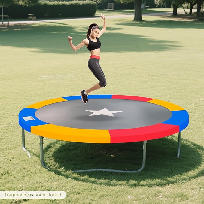 Eapmic Trampoline Pad Replacement, Trampoline Safety Pad, Spring Cover for 8ft 10ft 12ft 14ft 15ft 16ft Round Trampoline with Waterproof Foam Padding, Universal Trampoline Accessories