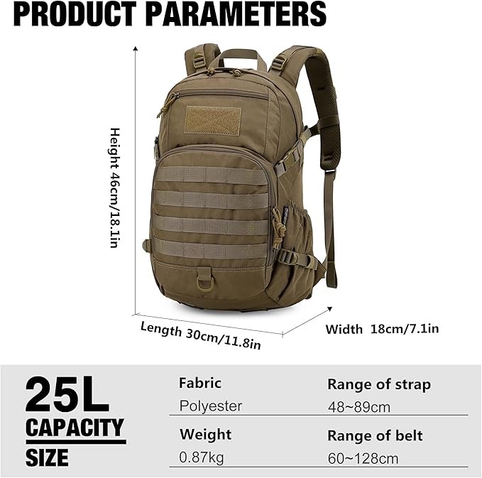 Mardingtop Small Tactical Backpack,Molle Hiking Backpack for Backpacking,Cycling and Biking,25L Backpack