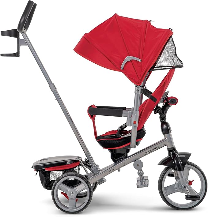 Huffy Malmö 4-in-1 Toddler Push Bike Trike for Kids, Learning Tricycle for Toddlers, Adjustable Push Handle, Grows with Your Kid, Multiple Options and Colors Available, Removable Canopy, Storage Bin