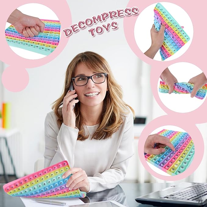 AK-SHIP Doubled Side Macaron Multiplication Game and Addition Numbers POP Fidget Math Toys, Create Various Math Operations, Stress Relief Fidget Learning Game Fidget Math Toys （1 Piece）