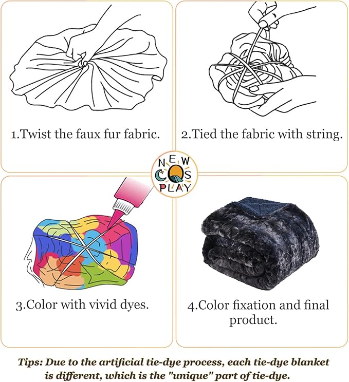 NEWCOSPLAY Super Soft Faux Fur Blanket Twin Size Tie-dye Black Sherpa Fuzzy Plush Warm Blanket for Sofa Bed (Tie-dye Black, Twin(60"x80"))