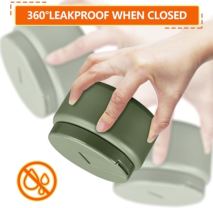 13.5oz Kids Jar for Hot Food, Insulated Vacuum Food Jar with Buckle Lid, Stainless Steel Wide Mouth Leak Proof Insulated Lunch Container for School Picnic Travel, Green