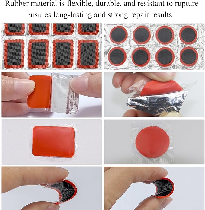 Bike Tire Patch Kit，Bike Repair Patch Bicycle Inner Tire Patch Repair Tool Kit for Road Mountain Bike Motorcycle