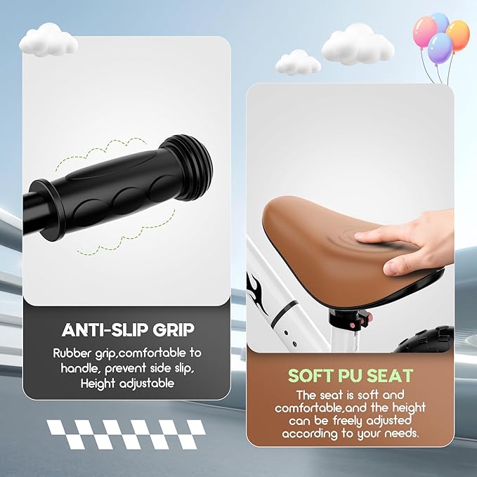 Toddler Balance Bike for 2-5 Year Old,Kids Balance Bike with Fender,Kids Bicycle for 2 3 4 5 Years Old Boy Girl Birthday Christmas Toy Gift,Adjustable Seat/Handlebar,Flat-Free LED Tires,10Min Assembly