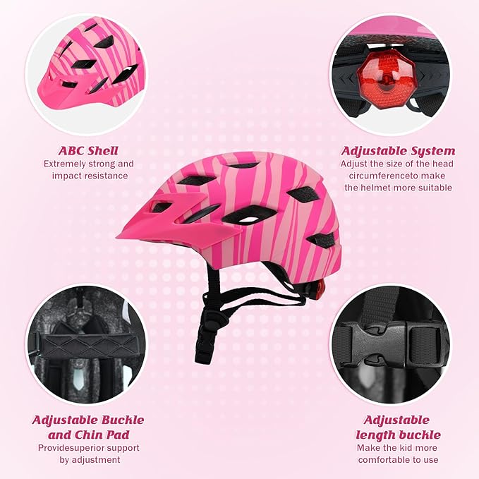 Adjustable Toddler Helmet, Kids Bike Helmets for Boys Girls 3-5/4-6/5-8 Years, Protective Gear Set for Bicycling/Skateboarding/Rollerblading/Scootering