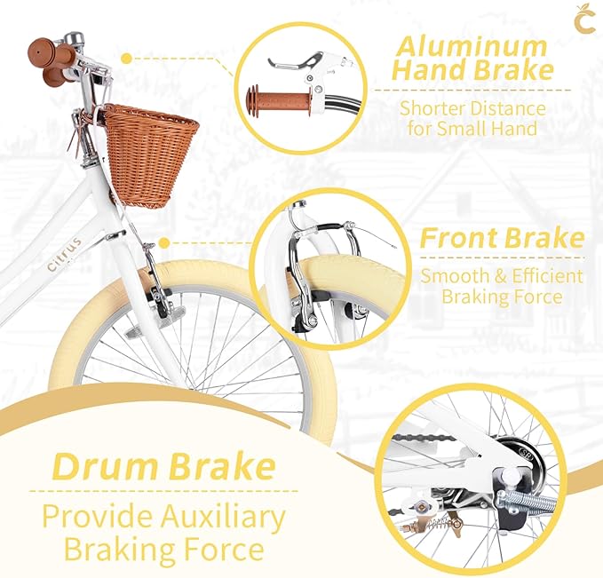 Girls Bike for Age 2-12 Years Old Kids Toddlers 12 14 16 18 20 Inches Retro Bicycles with Training Wheels Basket Bell Ring, Multiple Colors