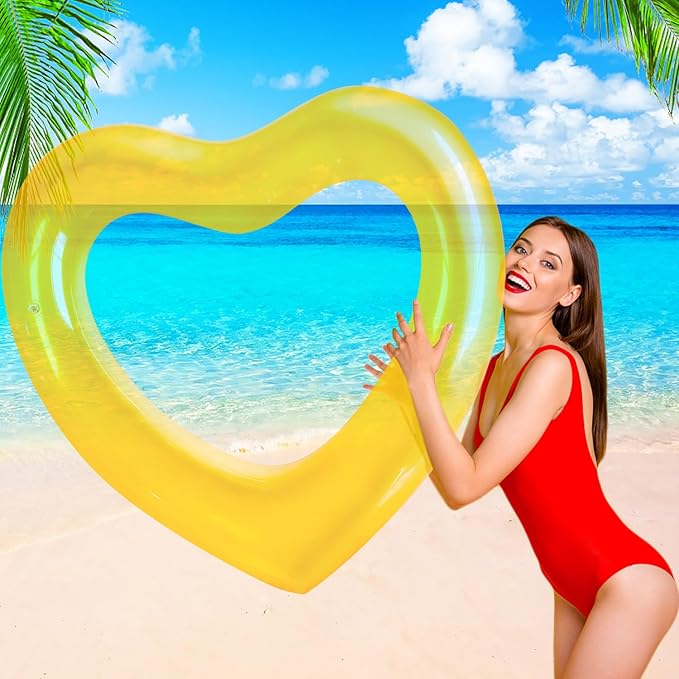 ZHUYNXIR Heart Swimming Pool Float Loungers Tube, Water Fun Beach Party Toys for Kids，Birthday Scene Layout Props.