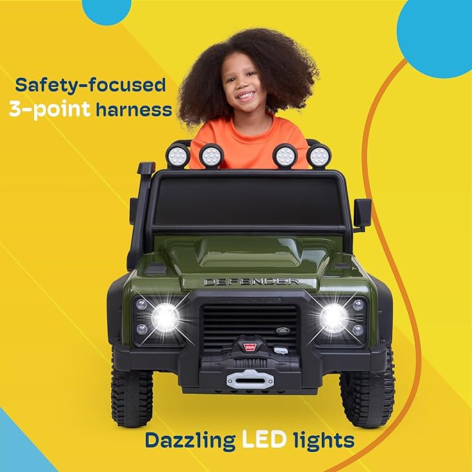 Kidzone Licensed Land Rover Defender 110 SVX 12V Ride On Car for Kids Ages 3–8, Electric SUV Toy with Parent Remote Control, Bluetooth Music, LED Headlights, Off-Road Wheels, Pink