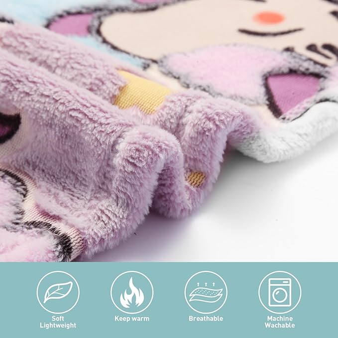 Glow in The Dark Blanket Unicorn Pattern for Unique Birthday Gifts for Girls Boys Teens, Lightweight Soft Cozy Warm Fuzzy 60"×80" Purple