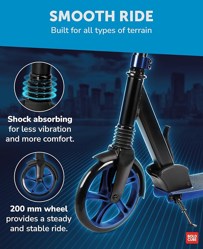 Big 2 Wheeler | Scooter for Kids & Teens Ages 7+ Years | Play & Commute | Front Suspension Fit with 200MM Wheels | Height Adjustable 86 to 111 cm