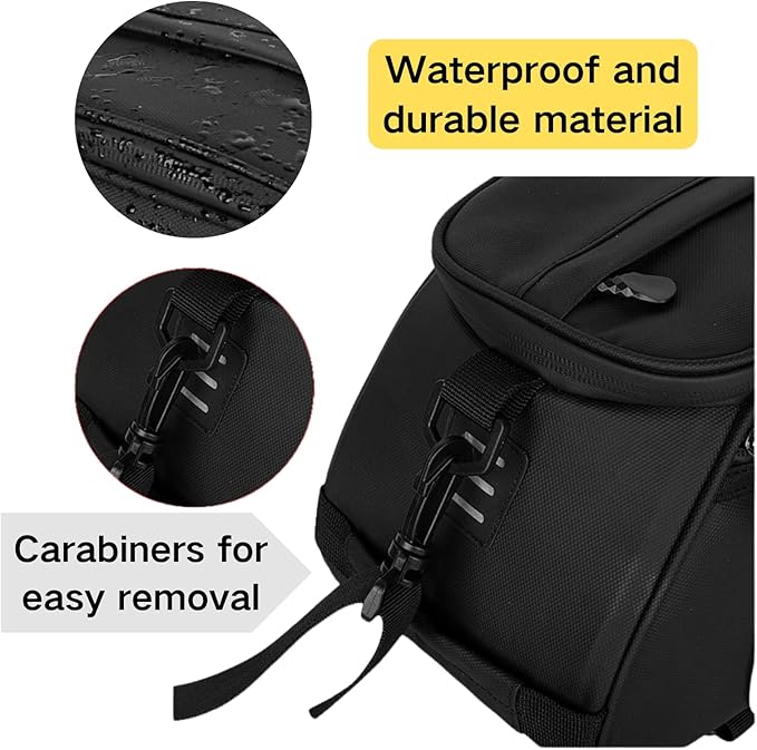 Rear Bike Rack bag,Bicycle Trunk Pannier Saddle Seat Bag Bike Accessories with shoulder strap large capacity Waterproof Reflective Bicycle Frame Bag Panniers for riding black