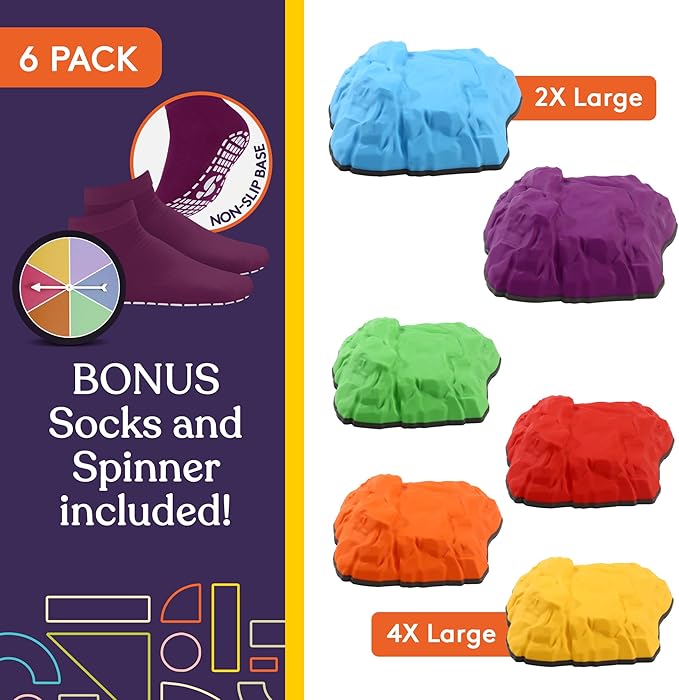 Special Supplies Mountain Shaped Stepping Stones for Kids Indoor and Outdoor Balance Blocks Promote Coordination, Balance, Strength Child Safe Rubber, Non-Slip Edging (Multi-Color, 6)