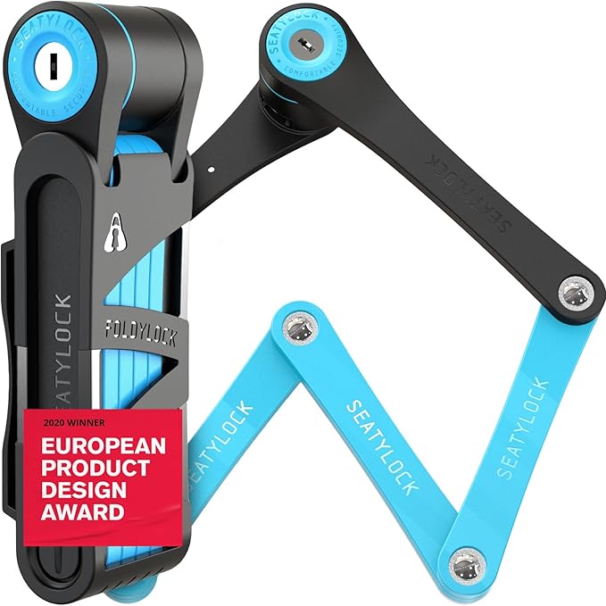 Seatylock FoldyLock Compact Folding Bike Lock - Award Winning Patented Lightweight High Security Bicycle Lock - Heavy Duty Anti Theft Smart Secure Guard with Keys & Case for Bikes or Scooters