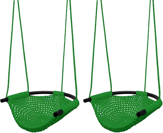 JKsmart 2 Pack Kids Swing Seat, Heavy Duty Rope Play Secure Children Swing Set, Toddler Swing Chair for Outdoor/Indoor/Playground/Home/Tree, with Snap Hooks and Swing Straps,440 lbs Capacity,Green