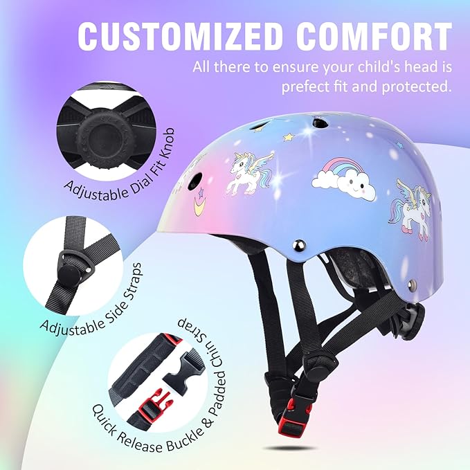 Kids Toddler Bike Helmet for Boys Girls, Adjustable Bicycle Helmet from Infant Baby to Children, Multi-Sport for Scooter Skateboard Roller/Inline Skate