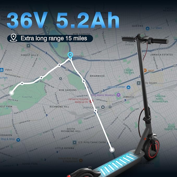 Electric Scooter for Adults | Aluminum Frame 19MPH & 25° Hill Climb | 15 Miles with Cruise Control | Dual Braking System & 8.5" Tires | 300LB Bearing Foldable Commuter Scooter for Teen Adult