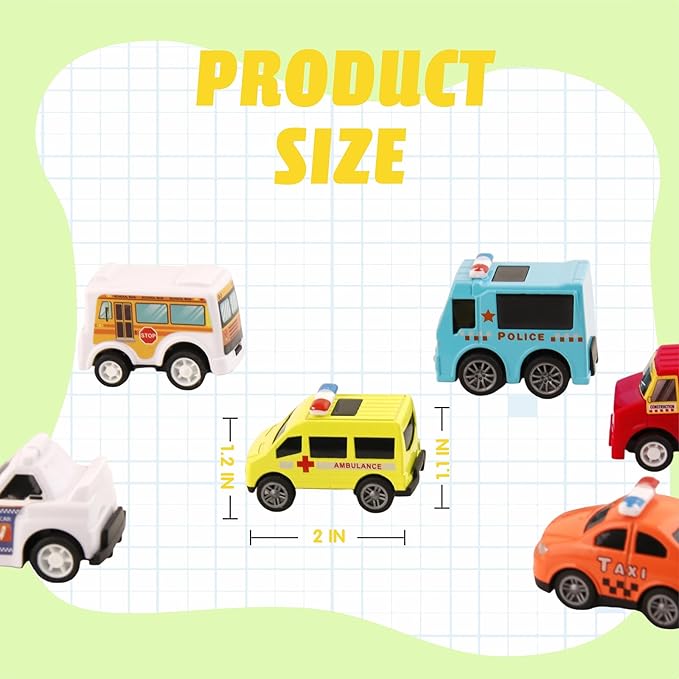 20 PCS Pull Back City Die-Cast Cars Trucks Vehicles Toy Stocking Stuffers for Toddlers Kids Grandkids Party Favor Goodie Bags Stuffers for Kids Christmas Birthday Gifts (20 Pack)