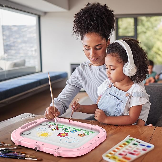 Easel for Kids, Toddler Art Easel Adjustable Standing, Magnetic Double Sided Easel with Painting Accessories, Birthday Gift for Girls Age 3+