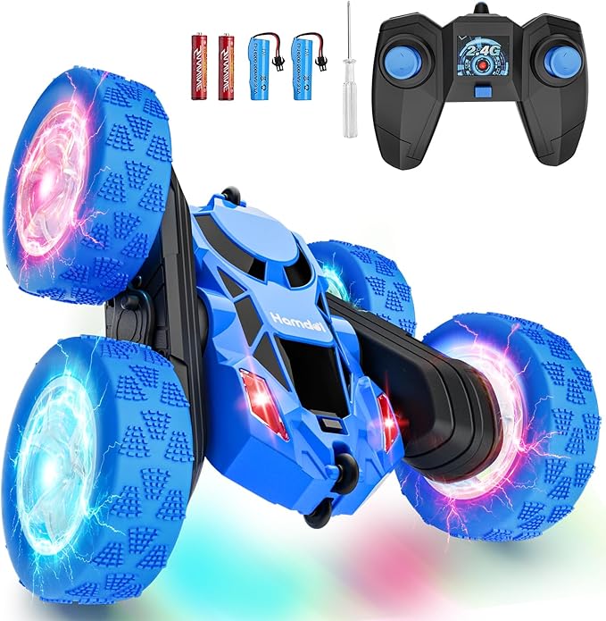 STEM Remote Control Car for Kids Ages 6-12, 4WD RC Stunt Car with LED Wheel Lights & 360° Flips, 2.4GHz Fast Electric Toy for Boys 8-10, Educational Gift for Birthday or Christmas