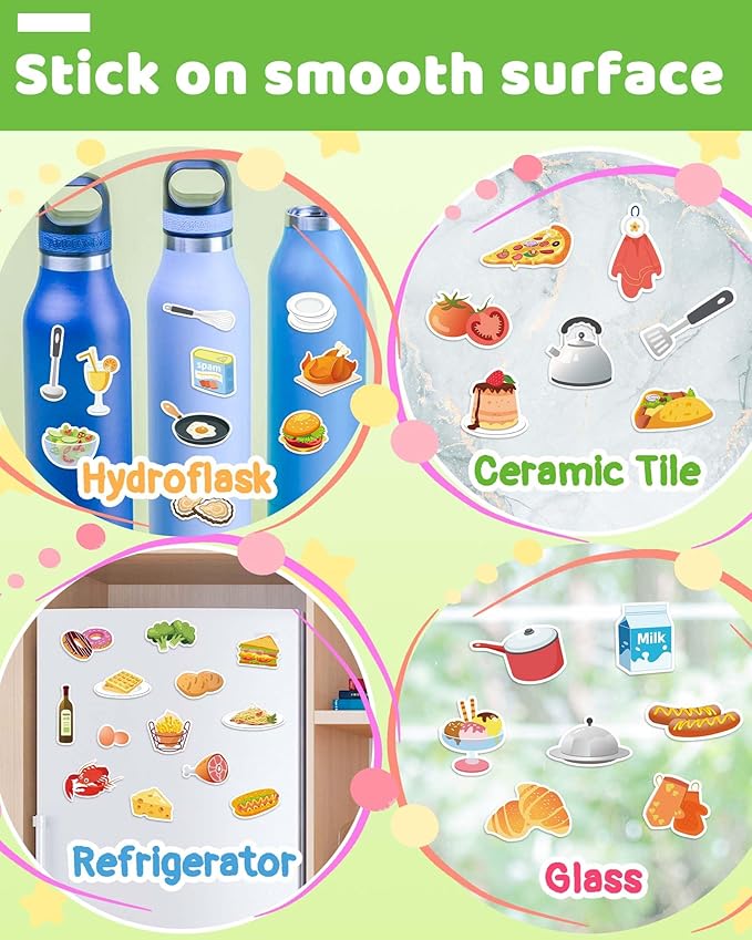 Benresive Reusable Sticker Book for Toddlers 2-4 Years, Fun Travel Stickers for Kids, Waterproof Sticker Books for Toddlers 1-3, Crafts Activities for Toddler 1-3 2-4 3-5 - Kitchen