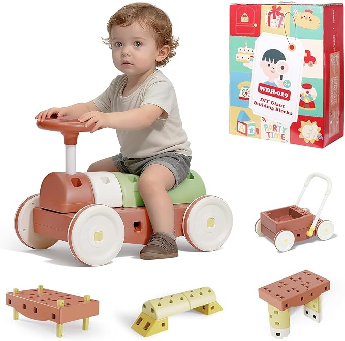 41 PCS STEM DIY Building Blocks for Toddlers, Giant Educational Stacking Ride Toy, Montessori Jumbo Blocks to Improve Creativity for Age 3-8 Boys and Girls