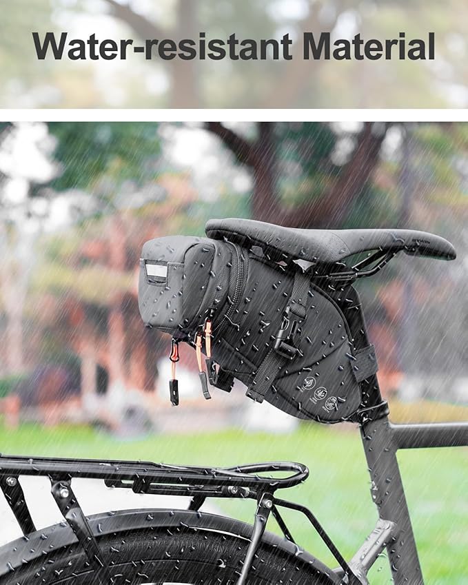 Bike Seat Bag, Expandable Bicycle Saddle Bag Under Seat, Waterproof Cycling Seat Pack for Mountain Road Bikes and Commuter, 1.5-2L