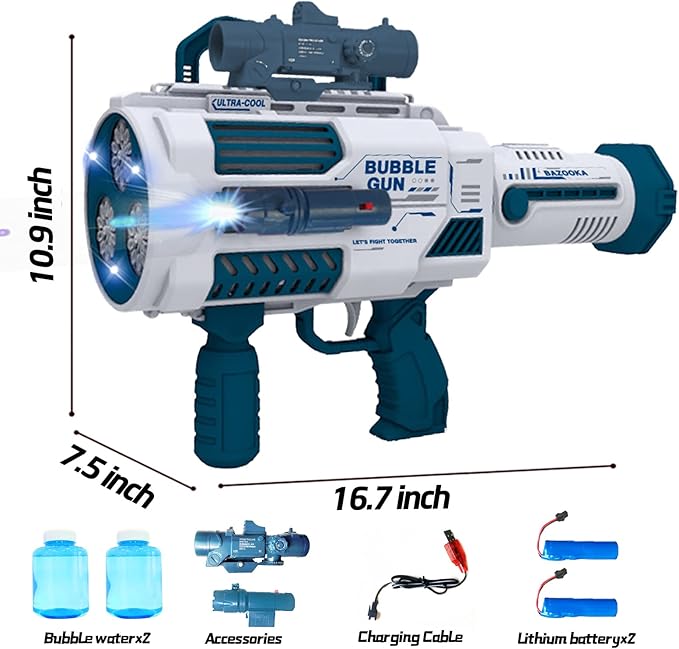 Automatic Gatling Bubble Gun,That Produces Thousands of Bubbles per Minute, Suitable for Children and Adults and Perfect for Indoor and Outdoor Birthday Parties for Girl Boy