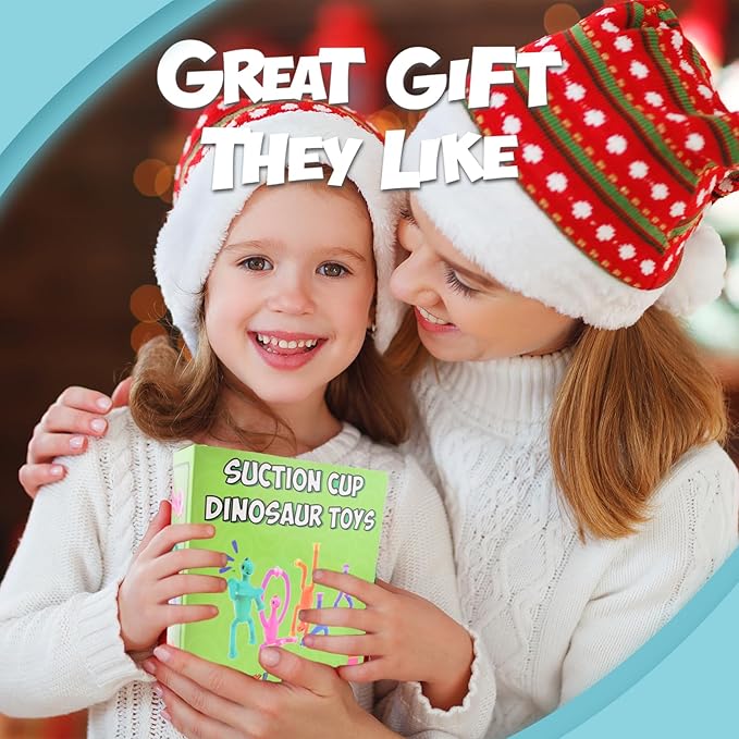 4Pcs Telescopic Suction Cup Dinosaur Toys,Sensory Toys for Kids 3-5 5-7,Toddler Toy,Fidget Toy,Toddler Travel Essential for Airplane,Pop Tubes, Christmas Stocking for Kids Boys Girls A