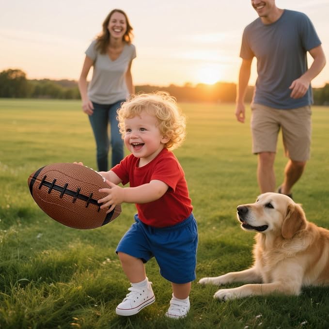 ABAJI Toy Football 2PCS 6 inch Small Mini Ball for Kid Toddler Soft Rubber Come with Pump Needle Boys Girls Gift Party Decor