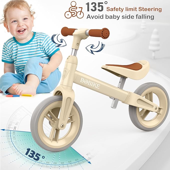 Bobike Toddler Balance Bike Toys for 1 to 4 Year Old Girls Boys Adjustable Seat and Handlebar No-Pedal Training Bike Best Gifts for Kids
