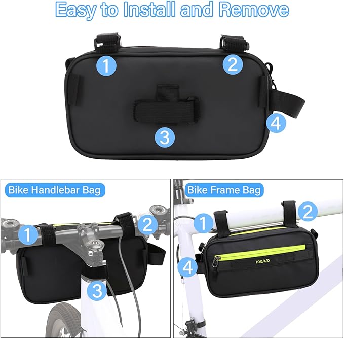 MOSISO Bike Handlebar Bag, Bicycle Frame Case, Multifunctional Waterproof Cycling Front Pouch with Shoulder Strap, Bike Crossbar Front Bag Storage Tool Bag for Women Men Road Mountain Cycling