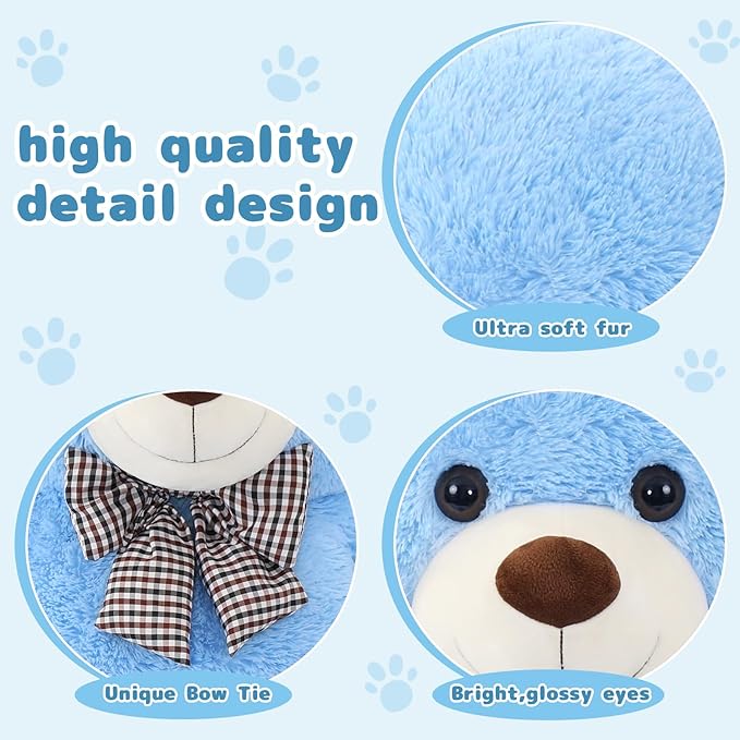 MaoGoLan Large Blue Teddy Bear Jumbo Bear 55 inch Oversize Huge Stuffed Animal for Boys and Girls