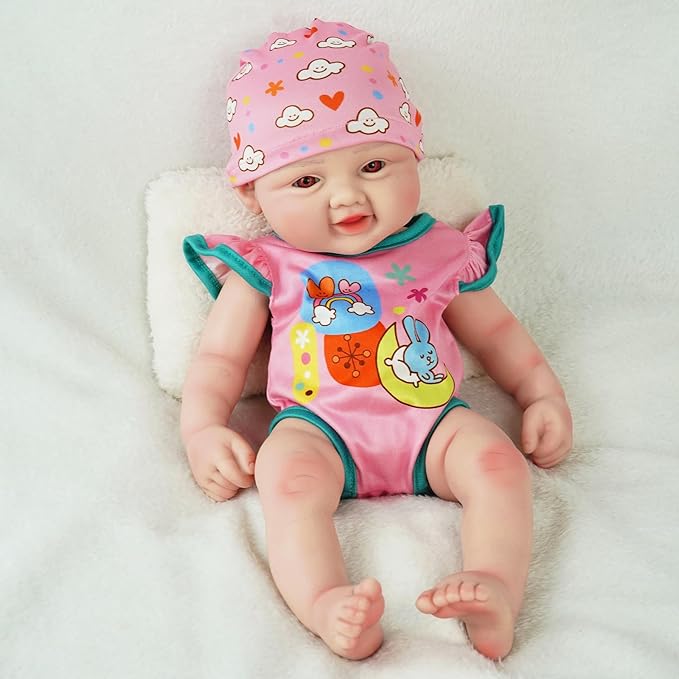 17.3 in Full Silicone Reborn Baby Dolls, 1:1 Lifelike Newborn Dolls Non Vinyl Realistic Reborn Toddler Dolls Boy Washable Sleeping Doll
