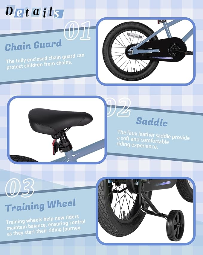 12 14 16 20 Inch Kids Bike BMX Style Bicycle with Training Wheels for 2-14 Years Old Toddlers Boys Girls Coaster Brake Multiple Colors