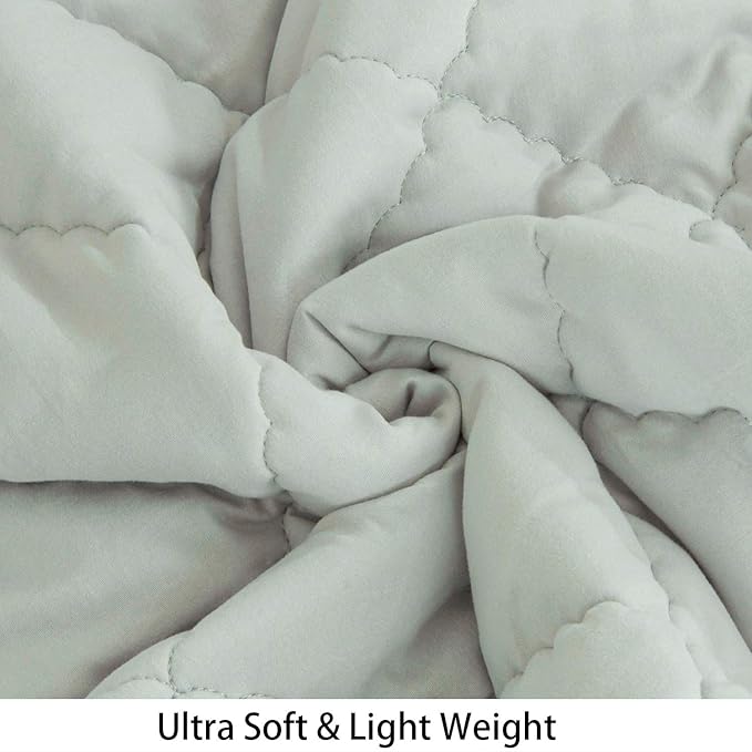 NTBAY Down Alternative Oversized Toddler Comforter, Super Soft and Warm Solid Color Baby Crib Quilted Blanket, 43x60 inches, Light Grey