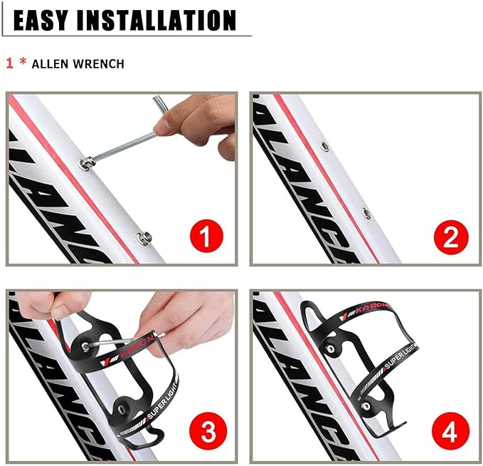 KABON Bike Water Bottle Holder, Lightweight Bicycle Alloy Aluminum Side Load Water Bottle Cage Brackets for Road Mountain Bike -2pcs