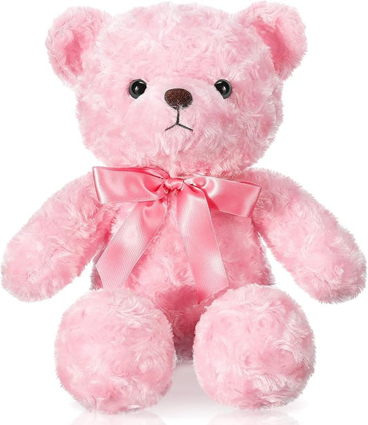16 Inches Girl's First Bear Plush Stuffed Cute Bear Soft with Bow Plush Animal Toys for Girl Girlfriend Baby Shower Birthday Gifts Valentine Gifts(Pink)