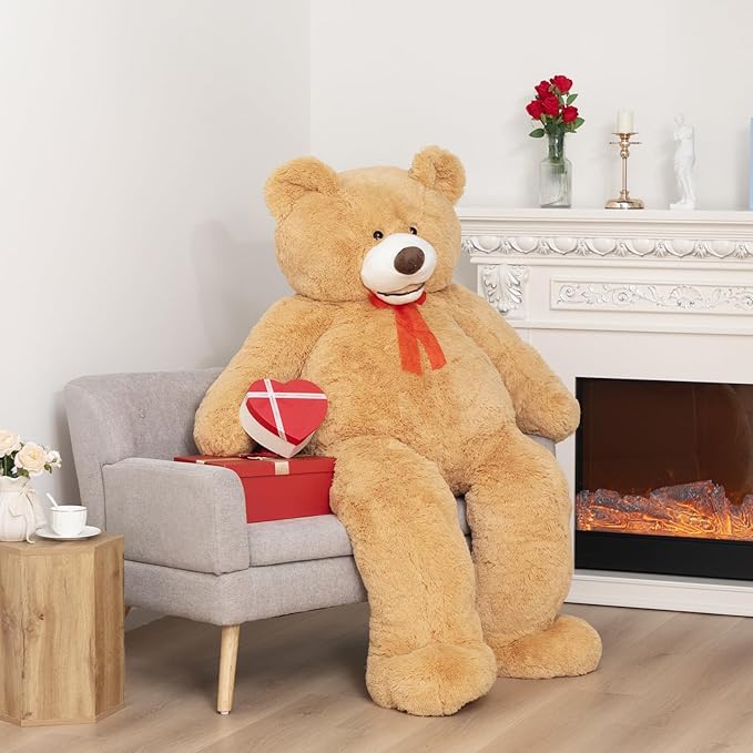 HollyHOME 6ft Teddy Bear Giant Teddy Bear Stuffed Animal with Embroidered Paws Holiday Valentine's Toy Gift for Girlfriend Kids 72 inches Brown
