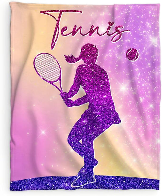 Girls Blanket Gifts- Tennis Throw Blanket for Babies Kids- 30x40 Inches Pink Soft Fuzzy Sport Blankets for Nap Couch Sofa- Cute Tennis Lovers Gifts