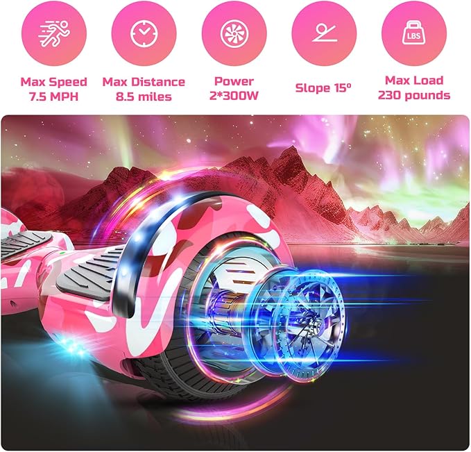 Scooter with Seat Attachment for Kids Adults, 6.5'' 8.5''Balancing Scooter with Bluetooth Speakers & Colorful LED Light with Kart