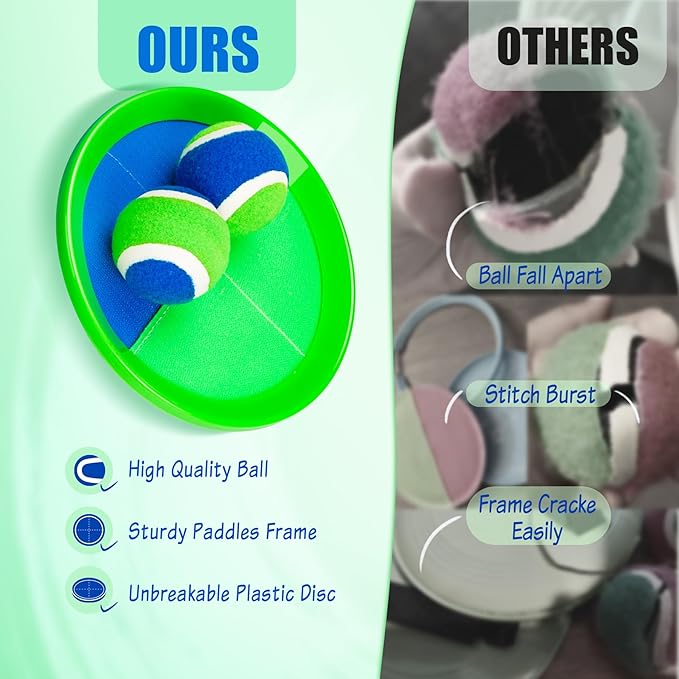 PlayZap Toss and Catch Ball Set Ultra Sturdy ABS - Family Games Christmas Stocking Stuffers Gift for Toddlers Kids Teens Boys Girls 3-5 5-8 8-13+ Yrs - Baseball Toys for Beach Pool Yard Outdoor 6 Pack