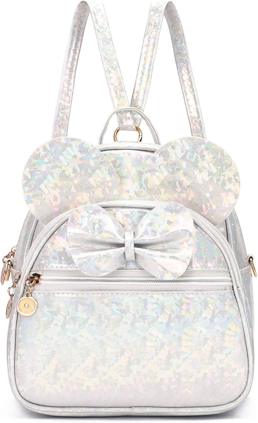 KL928 Girls Mini Backpack Bowknot Polka Dot Cute Small Daypacks Convertible Shoulder Bag Purse for Women