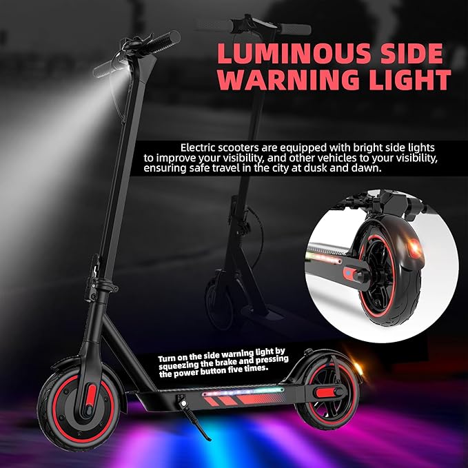 Electric Scooter Adults, 500/600W Motor, 28 MPH Top Speed,10" Vacuum Big Tires, Foldable E-Scooter with App Control & Disc Braking System for Smart APP Contro